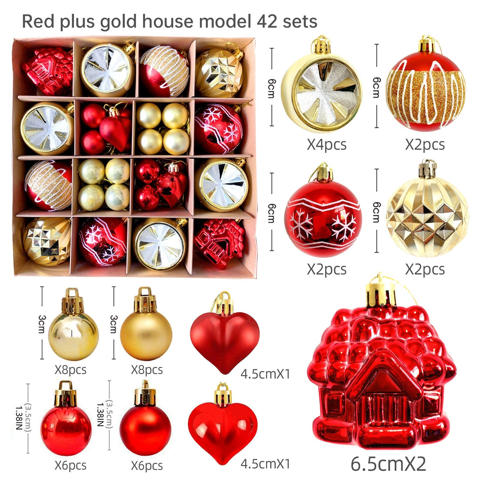 Christmas decoration 6cm electroplated ball plastic ball special-shaped painted Christmas ball gift Christmas tree pendant - Korvel