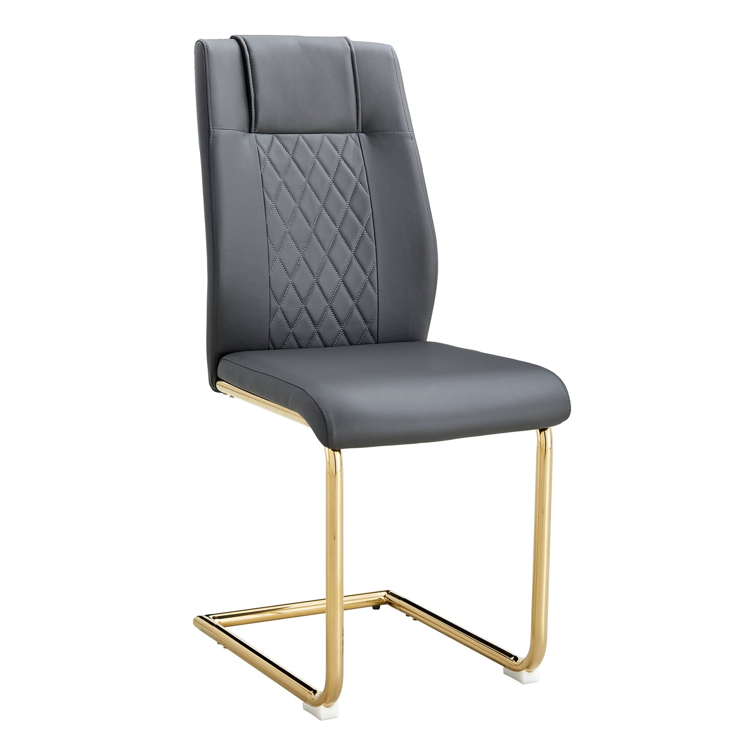 Premium Faux Leather Cushioned Dining Chairs with Metal Legs