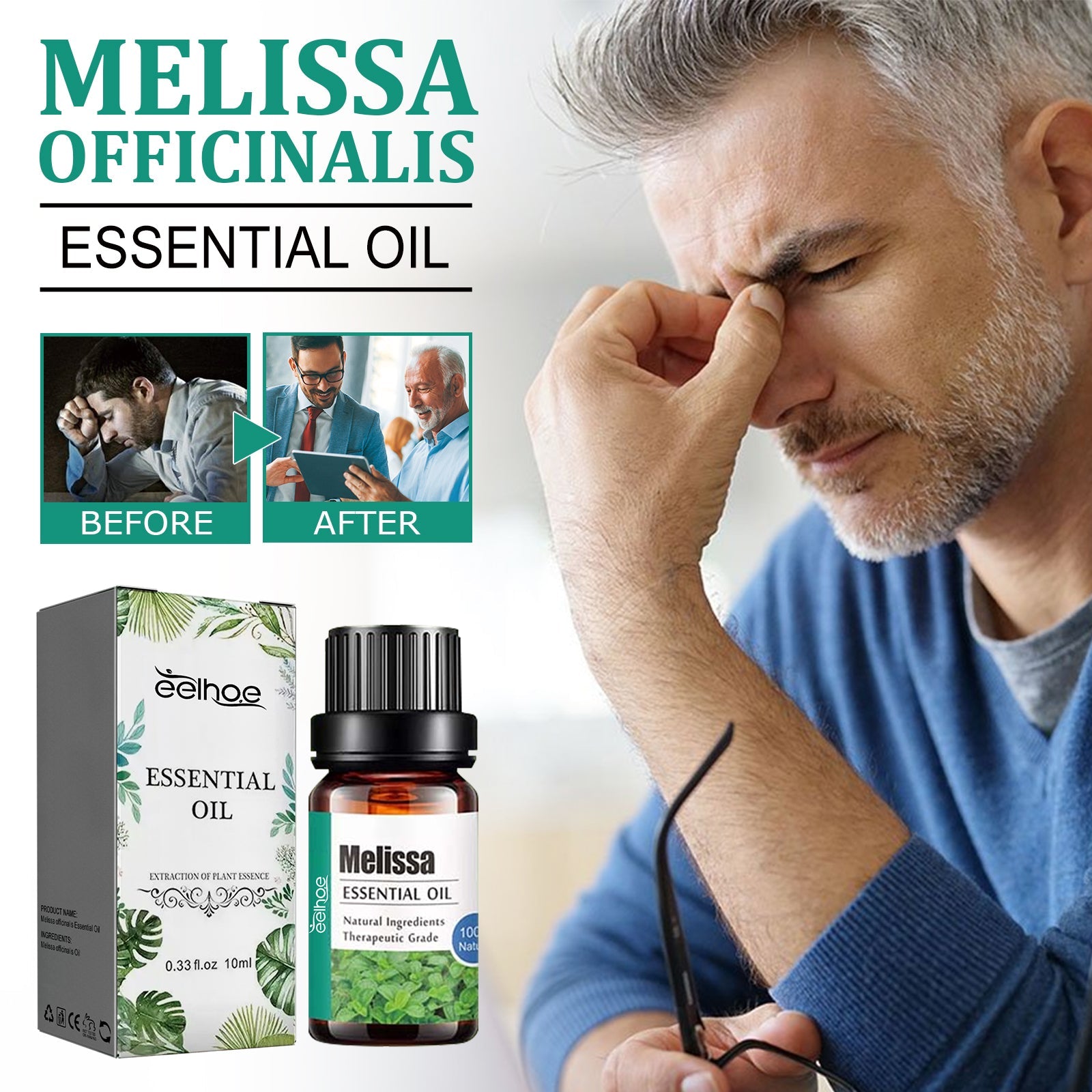 Melissa Officinalis Essential Oil, Moisturizing Massage Skin Body Care Improve Memory Melissa Officinalis Essence - Korvel