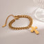 Stainless Steel Imitation Gemstone Cross Pendant Bracelet