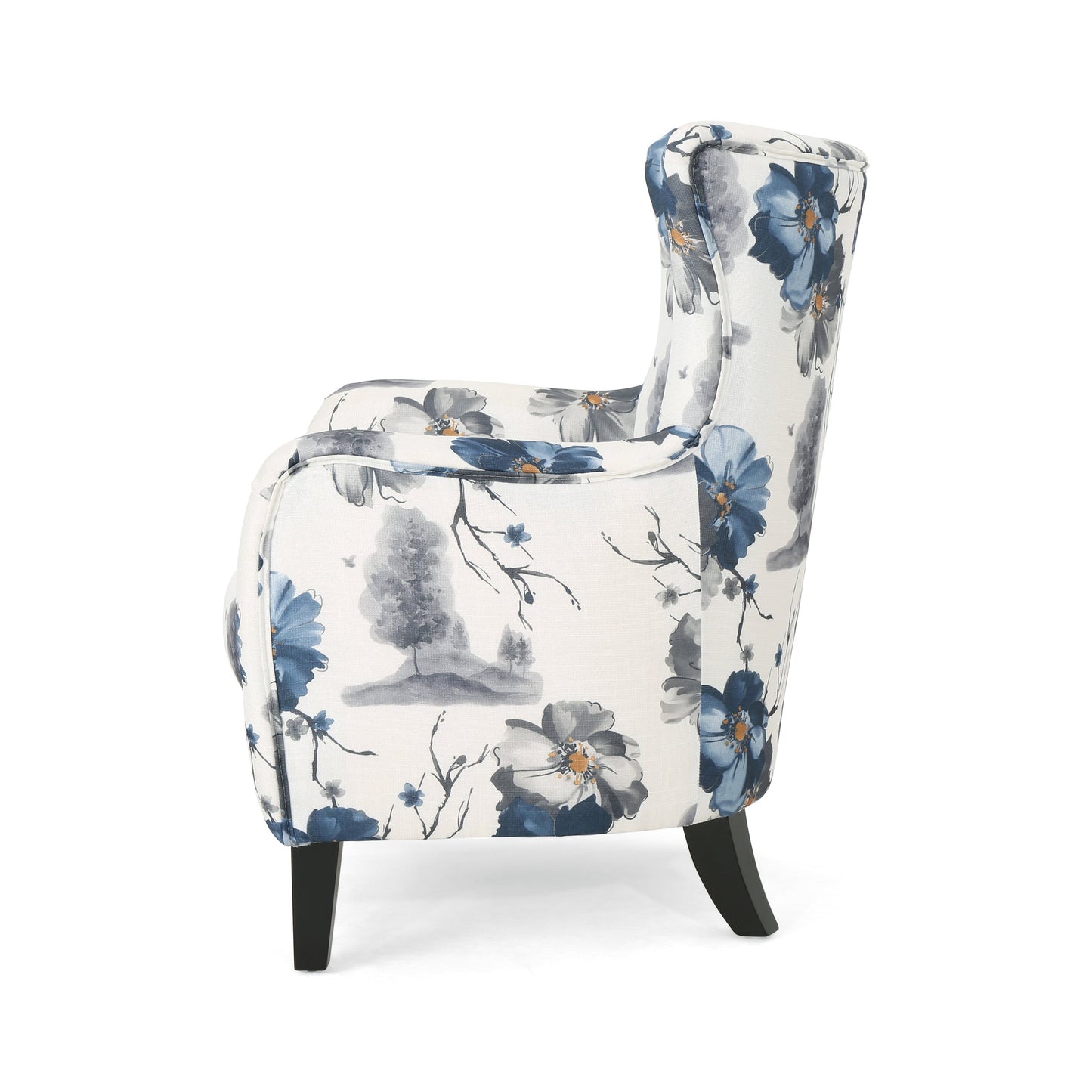 Fauteuil Club Rembourré en Tissu Imprimé Moderne Rétro