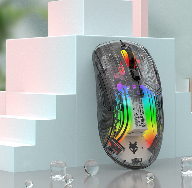 Luminous wireless Bluetooth the third mock examination transparent RGB mechanical mouse game video game mute mouse - Korvel