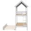 House Bunk Bed with Trundle,Roof and Windows White - Korvel