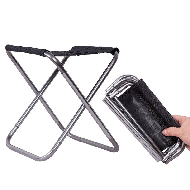 25*22.5*27cm Outdoor Aluminum Folding Stool Chair Small Fishing Stool Chair Portable Camping Outdoor Fishing Chair Fishing Tool - Korvel