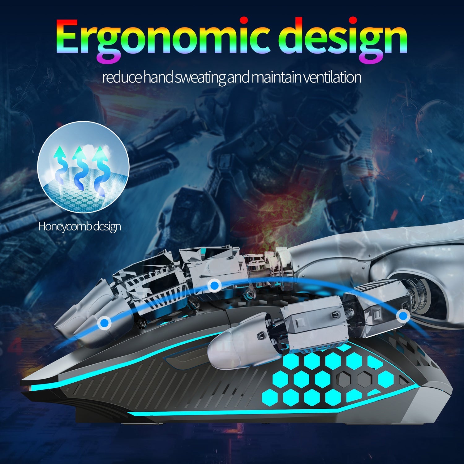 Lightweight hollow hole mouse, wireless rechargeable gaming light emitting computer, laptop, office mouse - Korvel