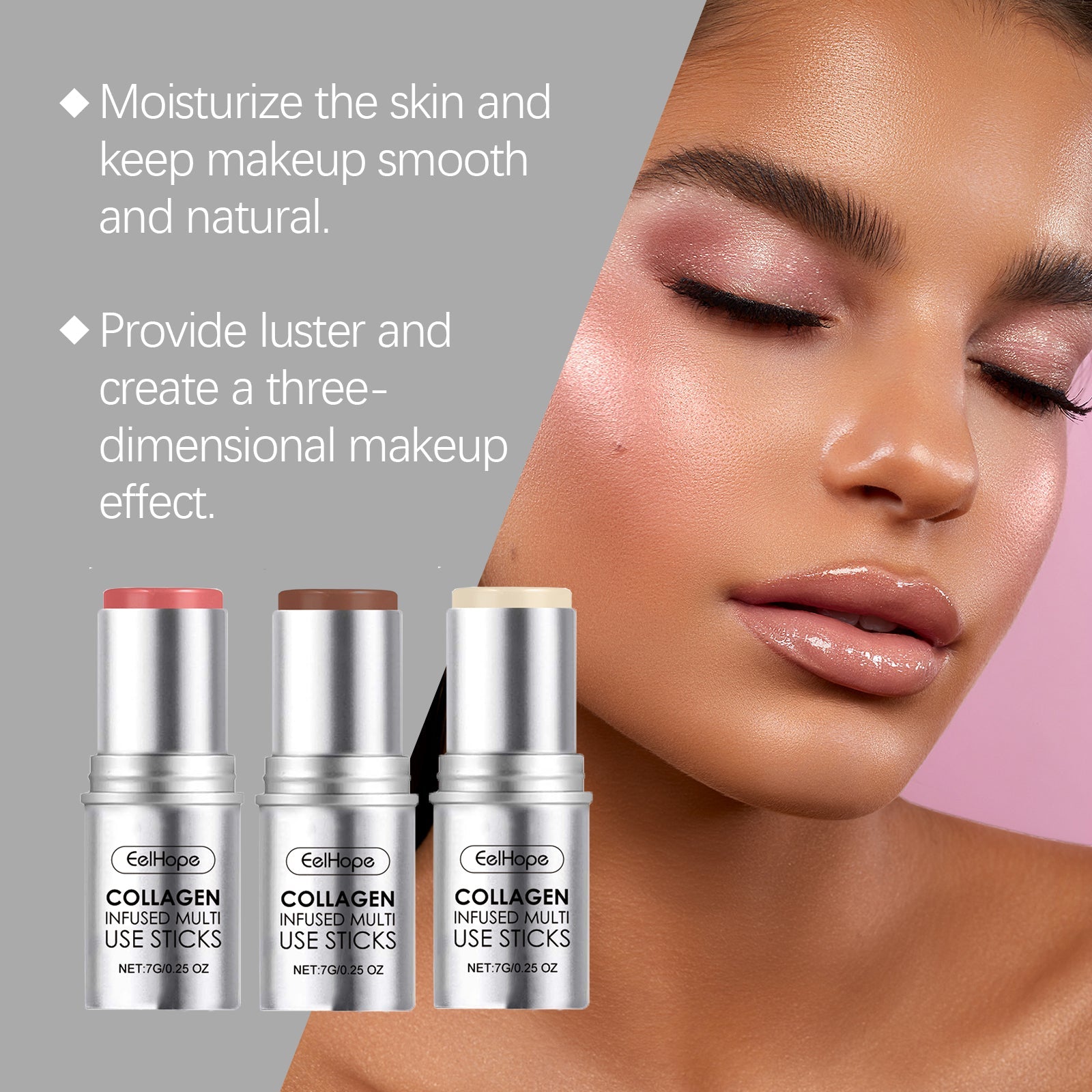 Collagen Makeup Stick Moisturizes Natural Multicolor Blush Stick - Korvel