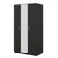 Elegant 3-Door Wardrobe with Mirror and Shelves in Black