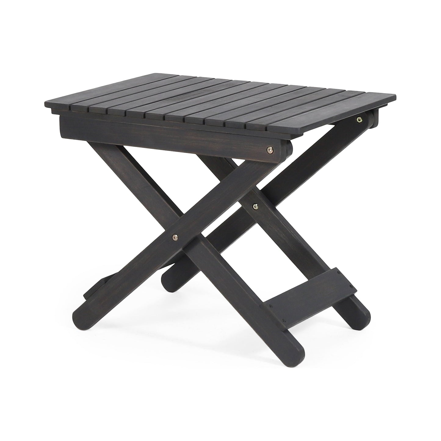 Outdoor Folding Wooden Side Table, Dark Gray, 15"D x 22.75"W x 18.25"H - Korvel