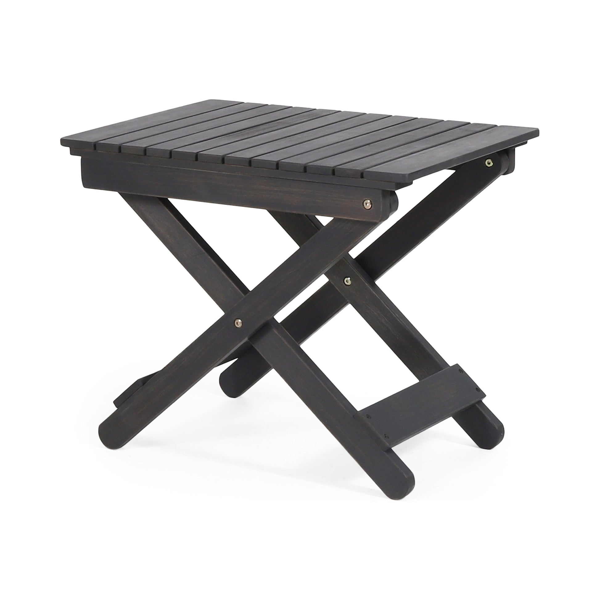 Outdoor Folding Wooden Side Table, Dark Gray, 15"D x 22.75"W x 18.25"H - Korvel