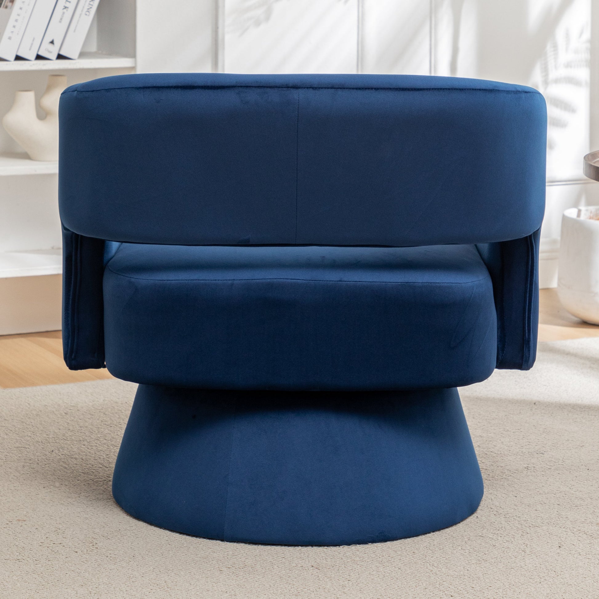 Swivel Barrel Chair, Velvet Accent Armchair 360 Degree Swivel Club Chair for Living Room Bedroom Reception Room - Korvel