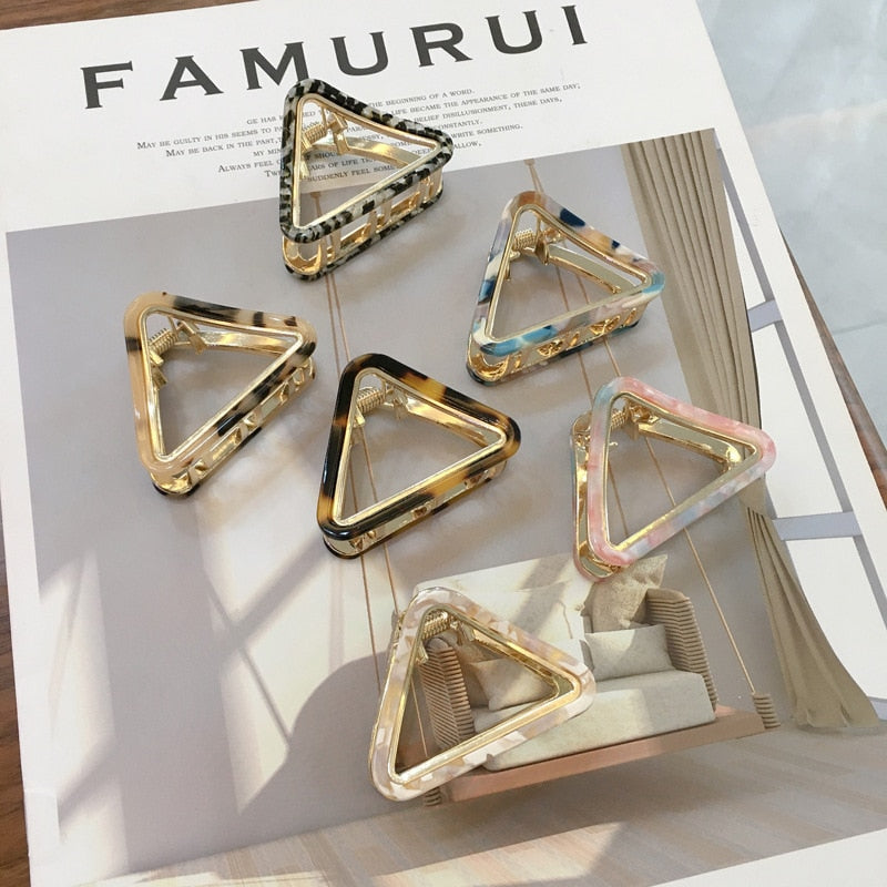 Chic Geometric Acetate Hair Claw Clamps Metal Hair Crab Women Girls Hair Clip Leopard Hairpin Hair Crab Hair Accessories - Korvel