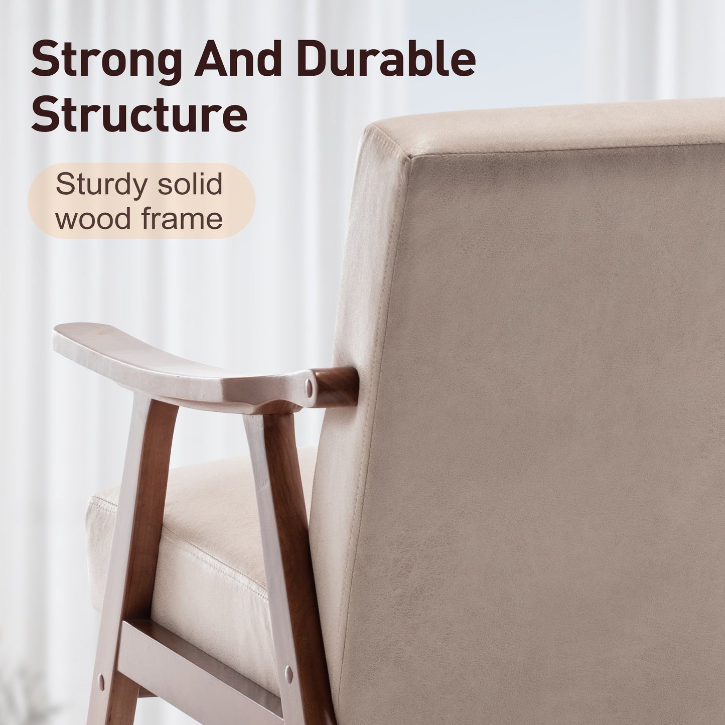 Mid-Century Modern Solid Wood Accent Chair