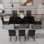 Modern minimalist dining table The black imitation marble glass desktop is equipped with silver metal legs - Korvel
