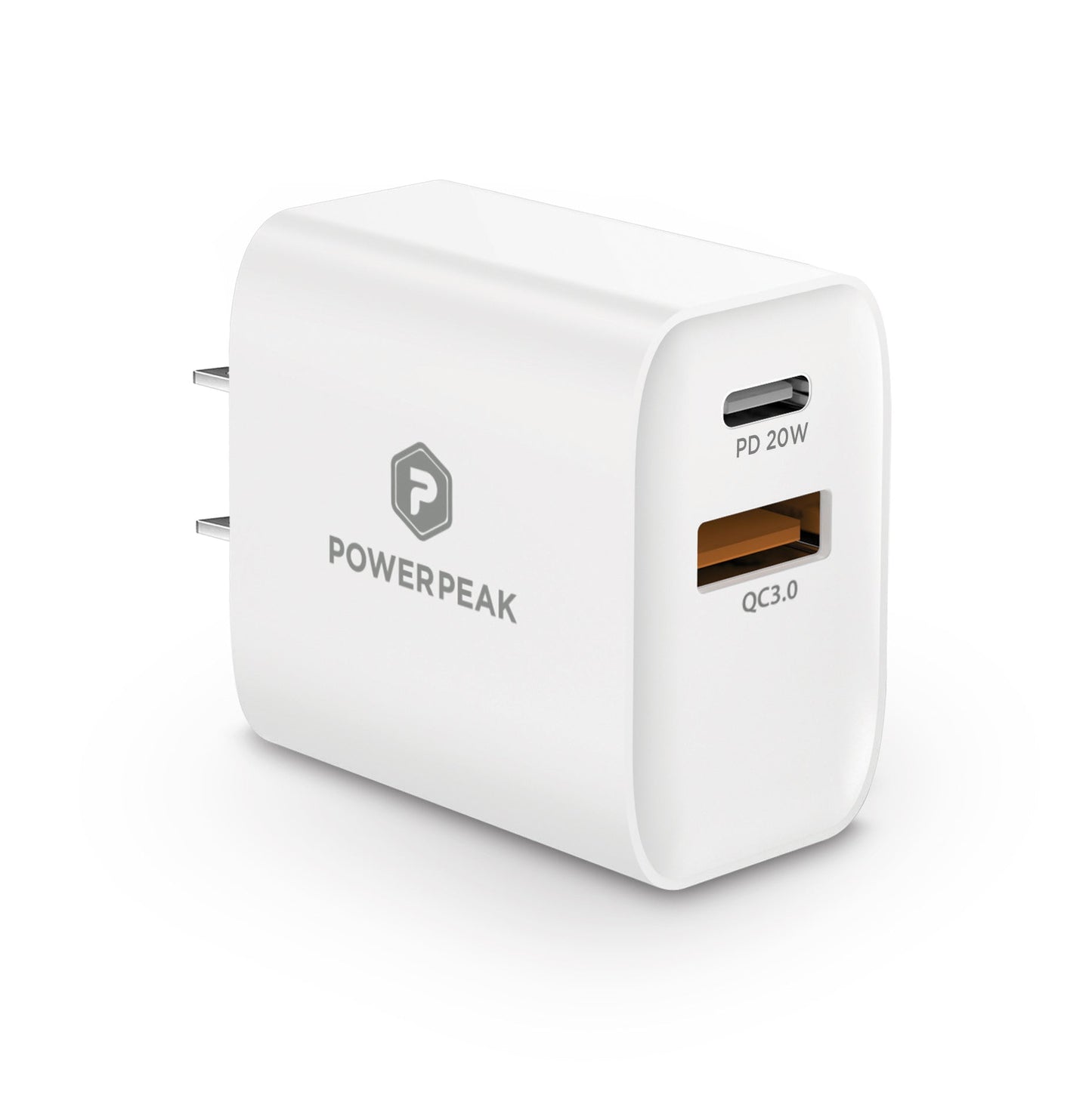 PowerPeak PD Wall Dual Port Charger 20W - White - Korvel
