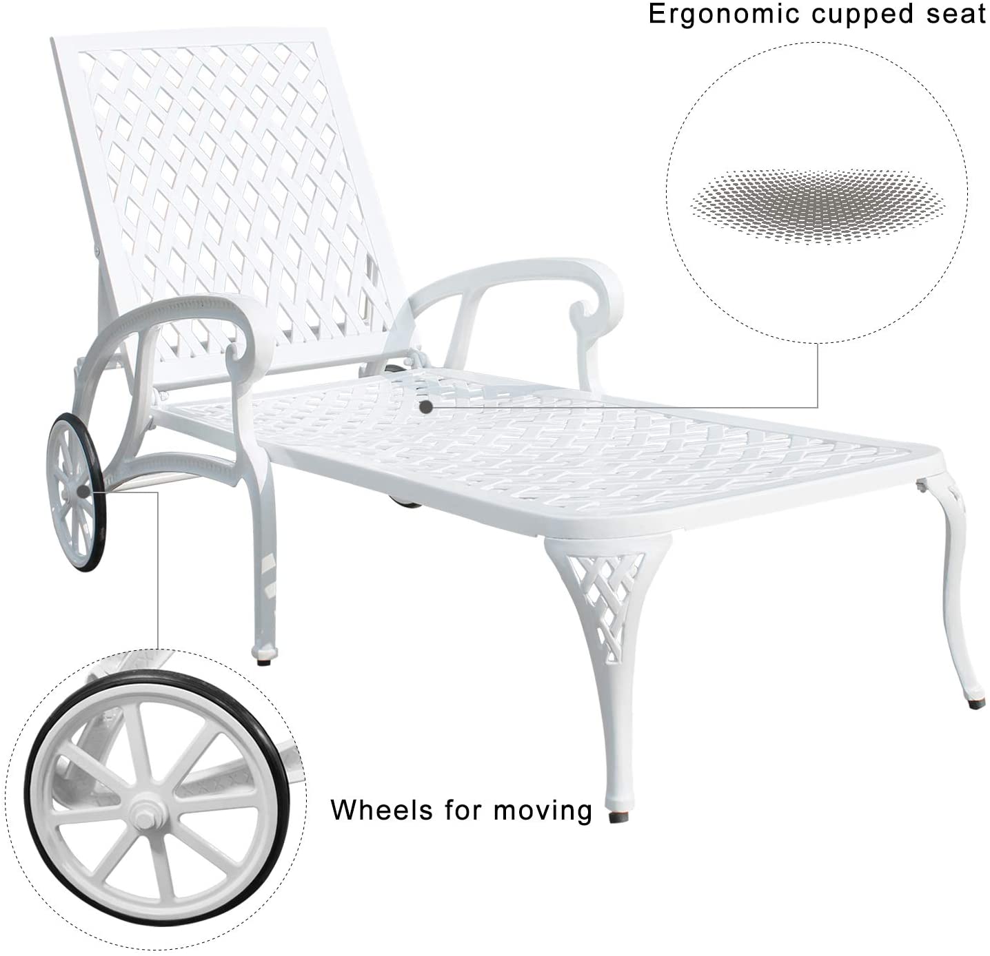 Aluminium Cast lounge chair 1pcs white - Korvel