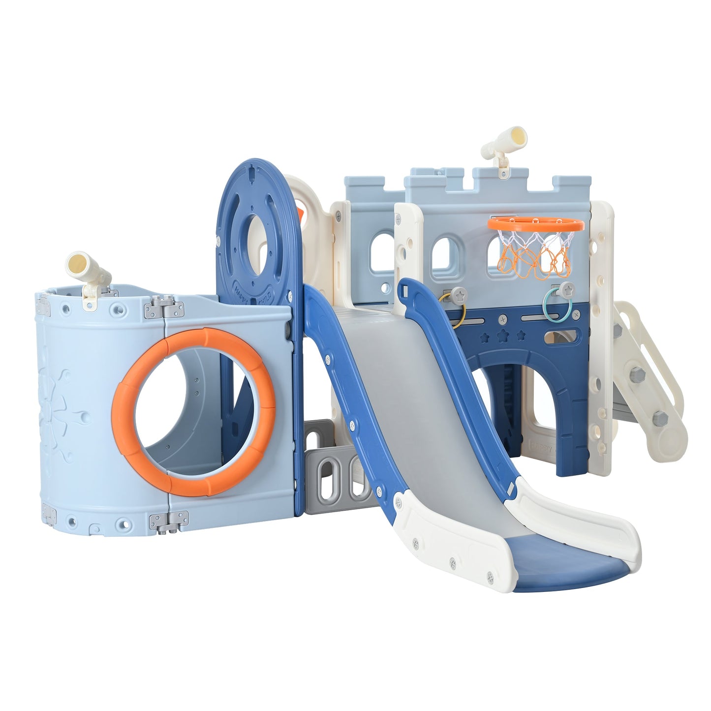 Toddler Pirate Ship Slide Set with Basketball Hoop
