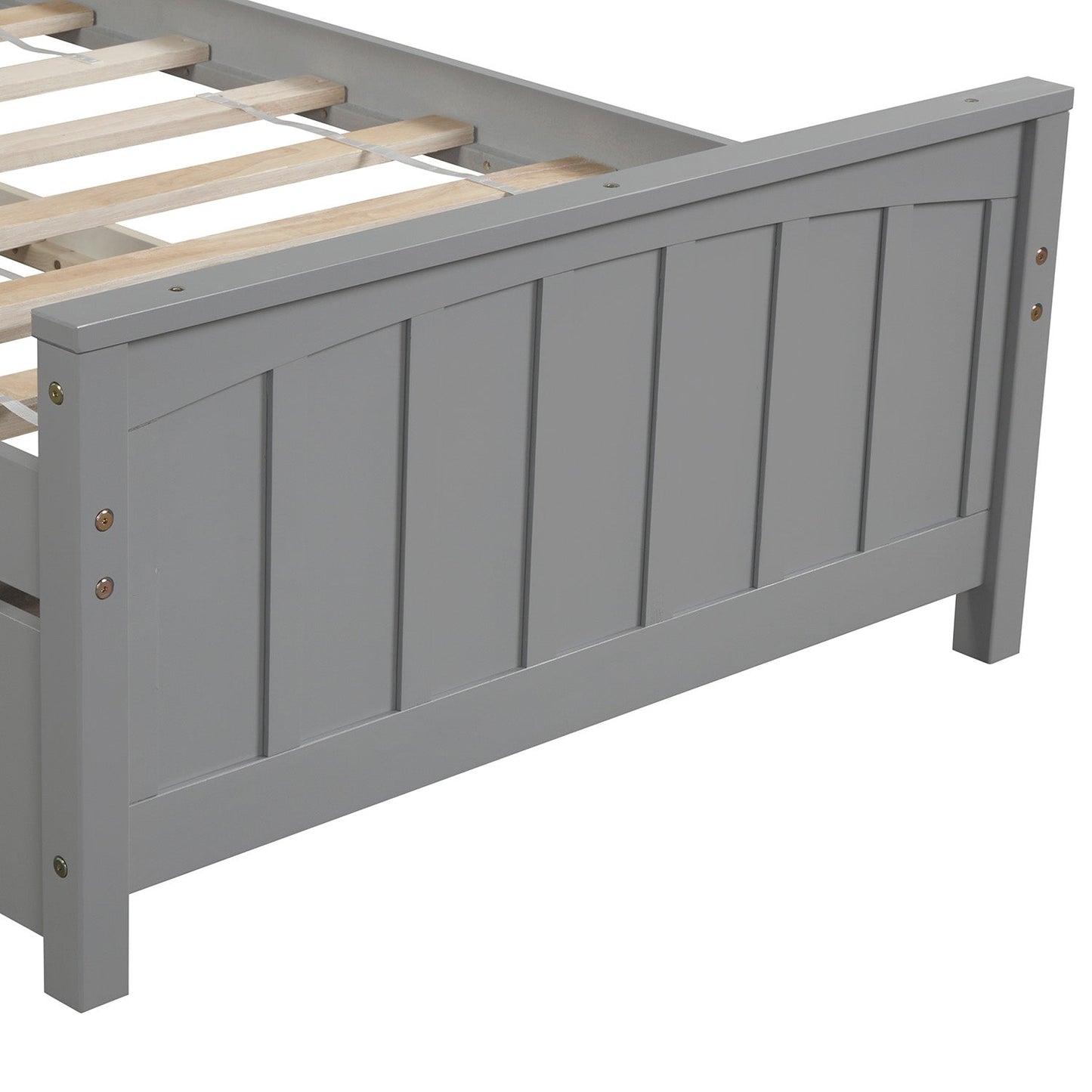Twin size Platform Bed with Trundle Gray - Korvel