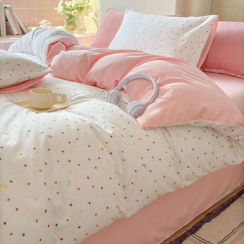 Juego de Ropa de Cama Jacquard de Cuatro Piezas de Doble Gasa