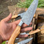 Premium Damascus Steel Kitchen Knife Set – 13" Blade with Olivewood Handle & Leather Sheath - Korvel