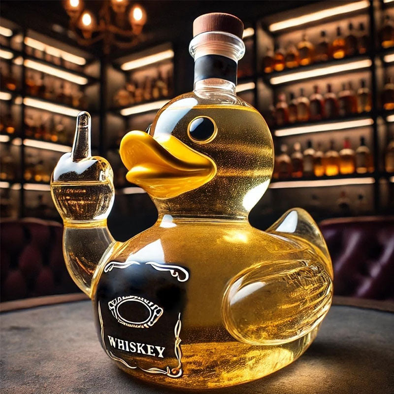 10 Oz Middle Finger Duck Bottle - Funny Whiskey Duck Decanter. Great Prank Decoration for Bar, Office or Home - Korvel
