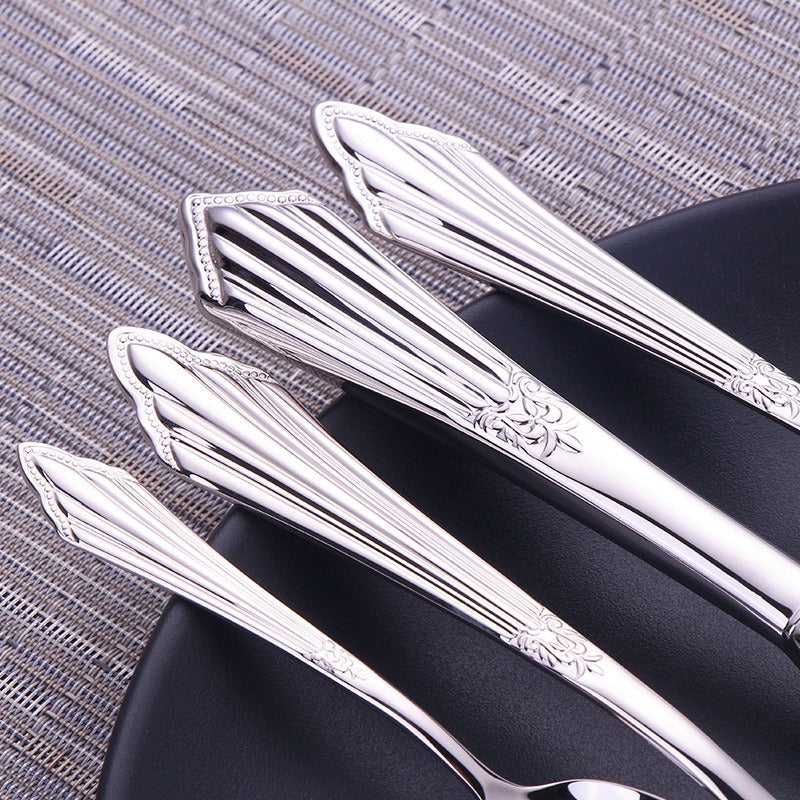 304 stainless steel knife, fork, spoon, hotel Western tableware, steak knife, fork, dessert spoon, fork, 4 piece  set - Korvel