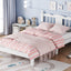 Twin Bed with Column-Decoration Headboard, with Bed Slats,White - Korvel