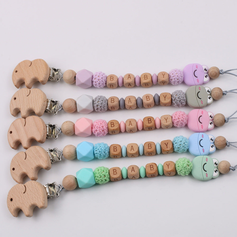 Cartoon frog silicone pacifier chain baby beech tooth glue chain toy anti-drop chain - Korvel