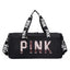 New fitness bag, shoe compartment, dry wet separation bag, sports travel bag, shiny pink letter single shoulder crossbody bag - Korvel
