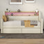 Twin Size Daybed with Storage Drawers, Upholstered Daybed with Charging Station and LED Lights, Beige - Korvel