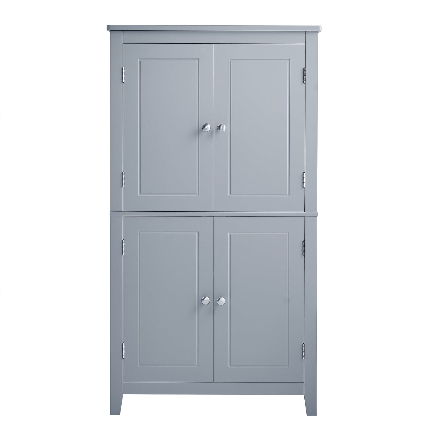 Bathroom floor storage cabinet, bathroom storage cabinet, 4-door independent cabinet, adjustable shelf, adaptive shelf, gray - Korvel