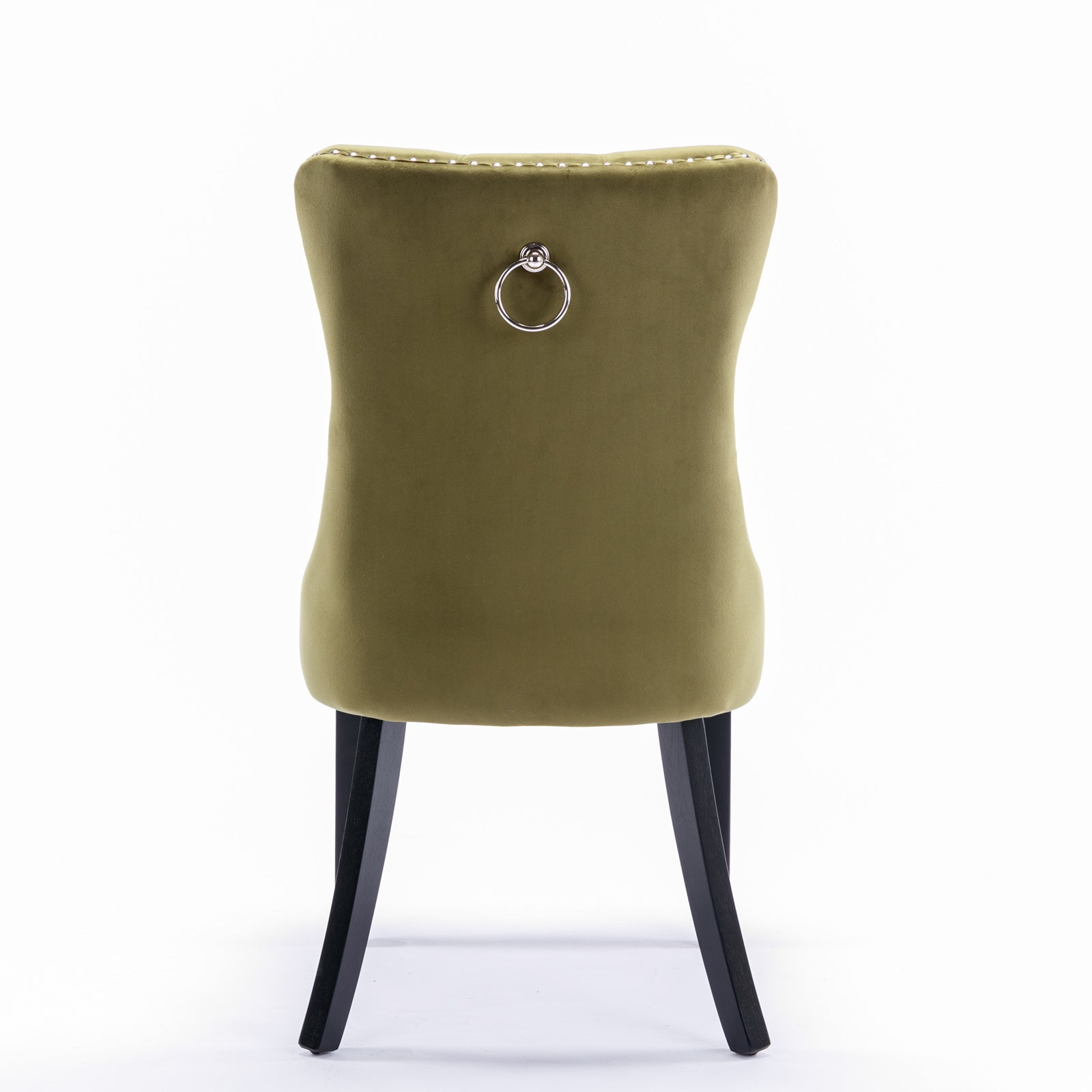 High-end Tufted Solid Wood Contemporary Velvet Upholstered Dining Chair with Wood Legs Nailhead Trim 2-Pcs Set Olive-Green - Korvel