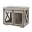 Farmhouse Dog Cage Crate Furniture with Sliding Barn Door, Farmhouse Wooden Dog Kennel End Table with Flip-top Plate Dog House - Korvel