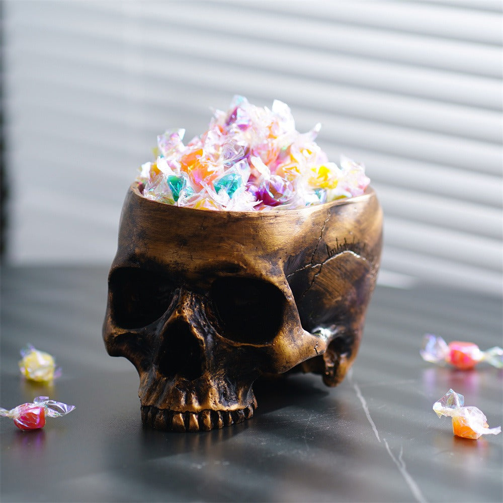 Bronze Skeleton Flower Pot Candy Storage Plate Makeup Brush - Korvel