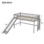 Cama baja tipo loft tamaño twin con escalera y tobogán - Gris