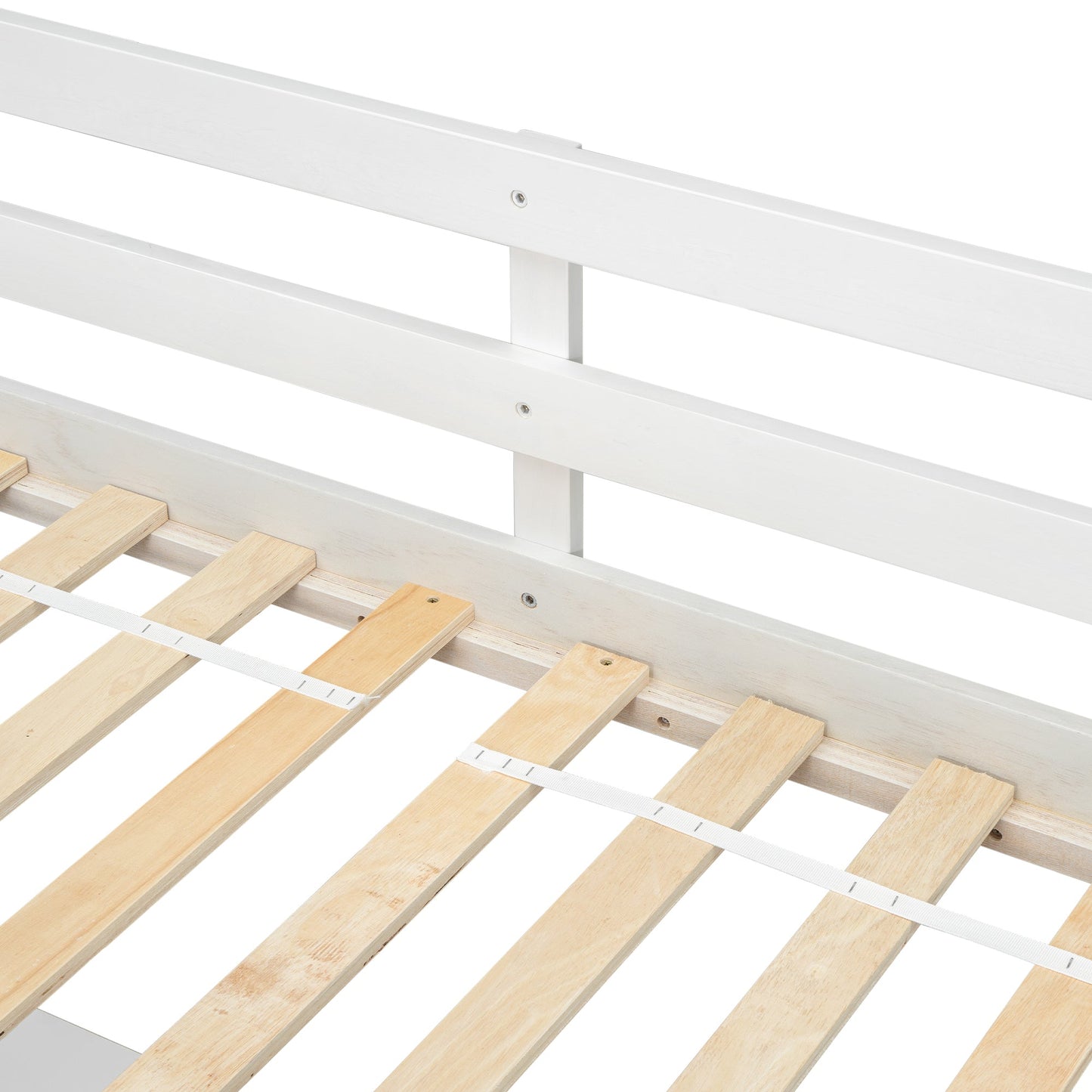 Twin Loft Wood Bed with Under-bed, Built-in Desk, a Storage Cabinet of 2 Drawers, Guardrails, Ladder,White - Korvel