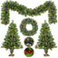 Christmas Tree Artificial Christmas 4-piece Set, including flower wreath, flower wreath, and 2 entrance trees, with LED lights - Korvel