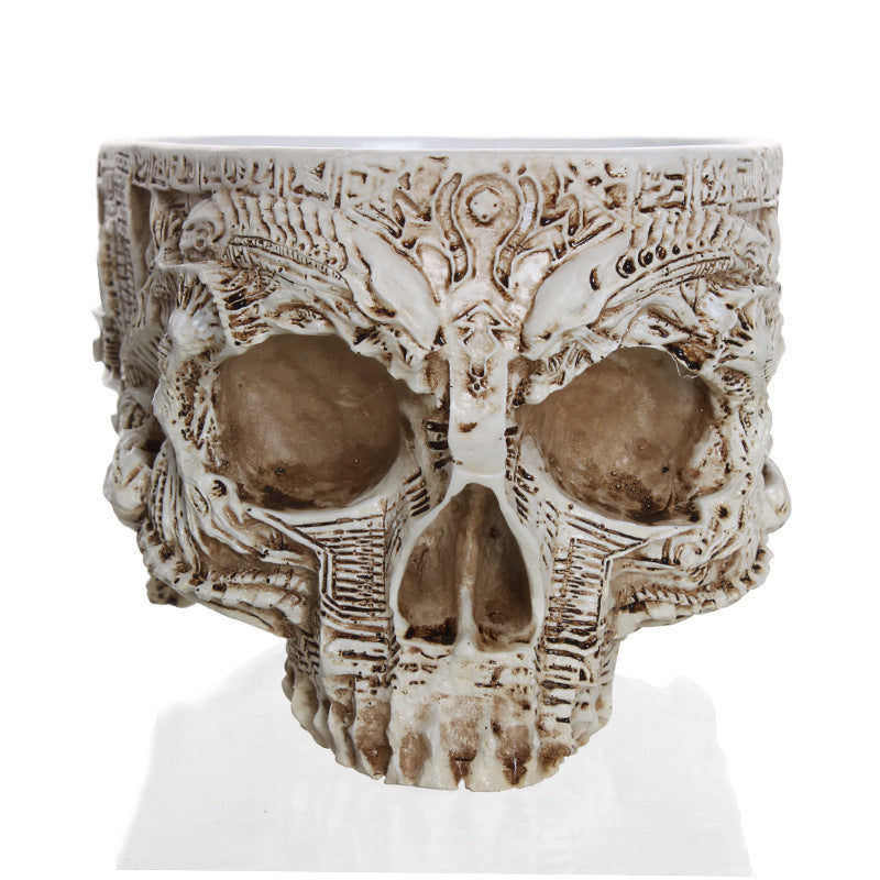 New Resin Plant Grass Skull Flowerpot Creative Indoor Skull Shape Potted Skeleton Craft Ornaments - Korvel