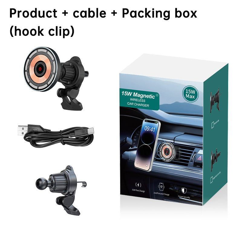 Chargeur de voiture magnétique rapide 15W avec support pour téléphone et support magnétique