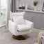 Classic Mid-Century 360-degree Swivel Accent Chair, White Teddy Fabric - Korvel