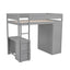 Wood Twin Size Loft Bed with Wardrobes and 2-Drawer Desk with Cabinet Gray - Korvel