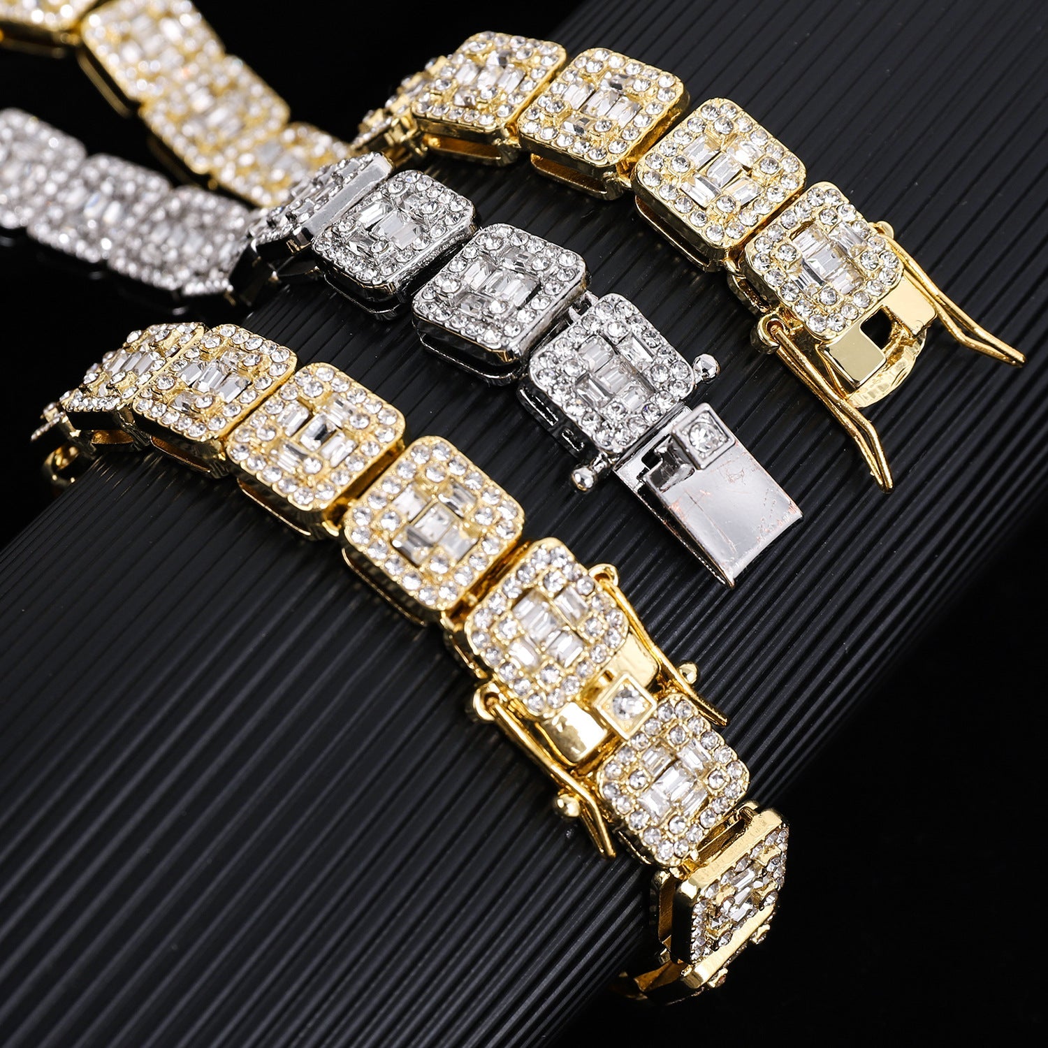 Cuban chain fashion new product square rock sugar chain 13mm necklace bracelet niche hip-hop jewelry accessories - Korvel