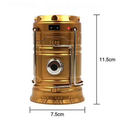 LED Solar Powered Collapsible Flashlights Portable Lamp Rechargeable Hand Lamp Hiking Camping Lantern Light Outdoor Lighting - Korvel