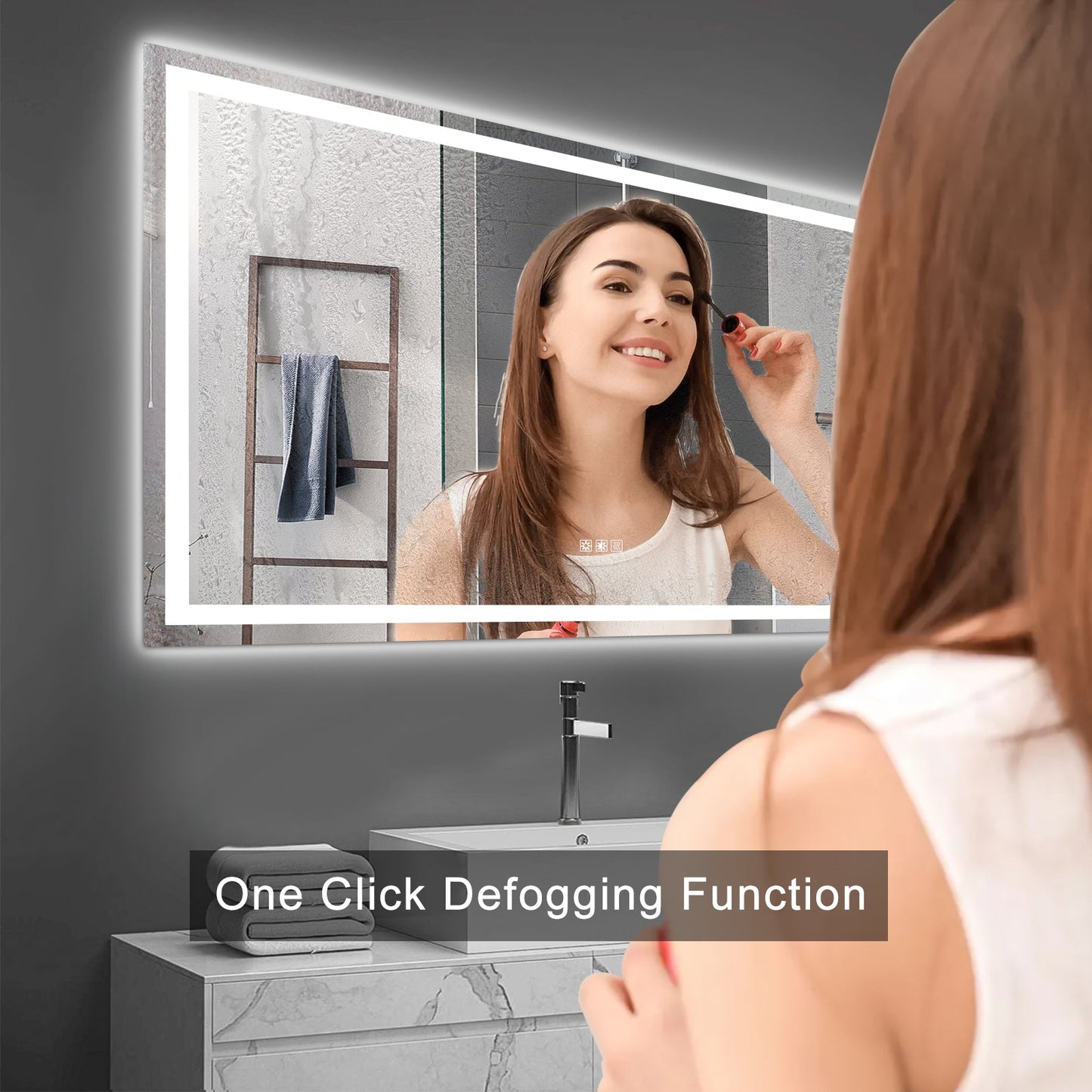 LED Bathroom Mirror 72x36 Inch with Anti-Fog and Dimming Features