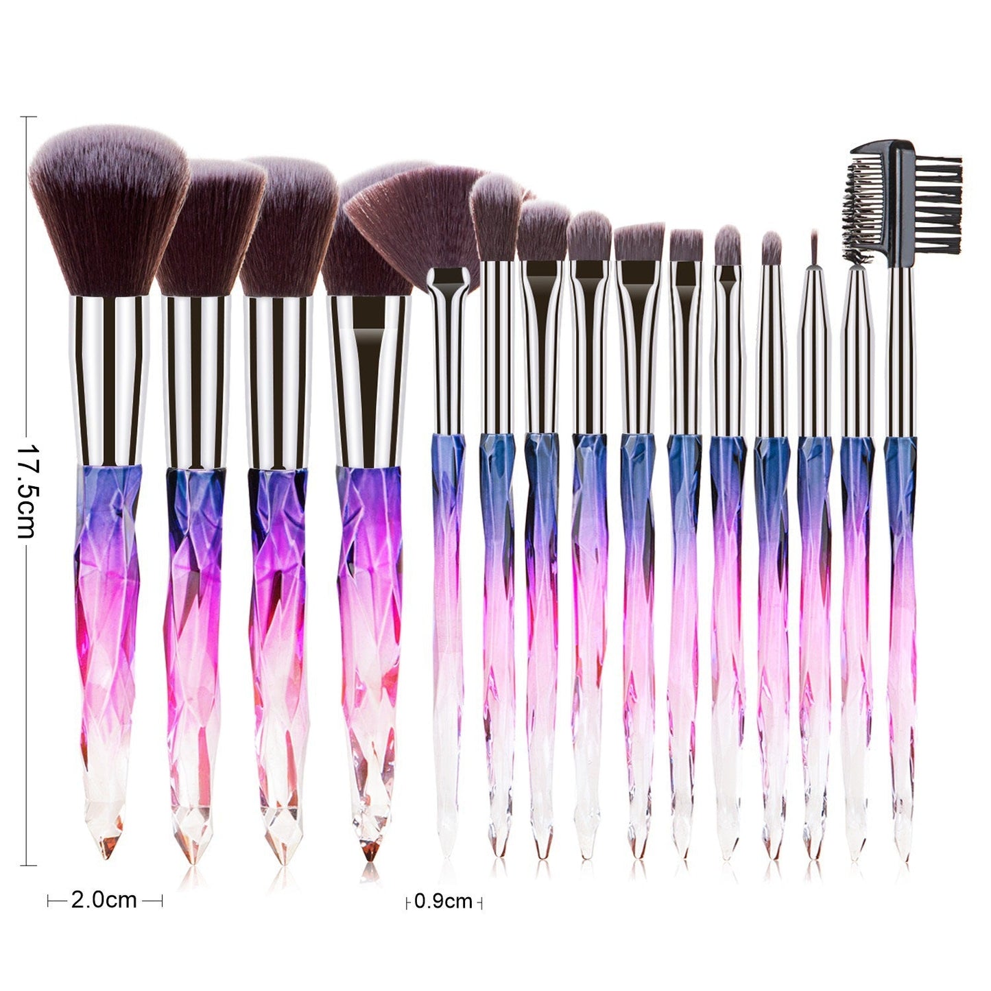15 pcs Makeup Brushes Diamond Crystal Handle Makeup Tools Foundation Eyeshadow Brush - Korvel
