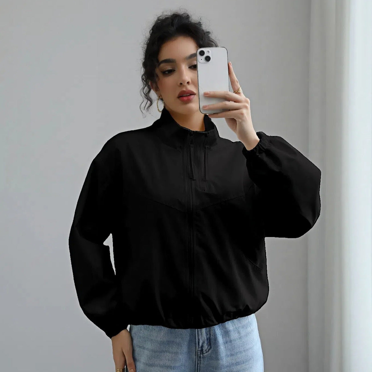 Fashionable Waterproof Short Jacket with Stand Collar for Women - Korvel