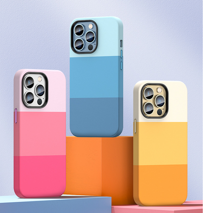 Suitable for Apple iPhone mobile phone case Apple 14Pro Max three color splicing and color blocking anti-drop case cover - Korvel