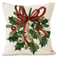 Green Christmas Pillow Cover Linen Printed Pillow Cover Holiday Living Room Bedroom Decoration Cushion Cover - Korvel