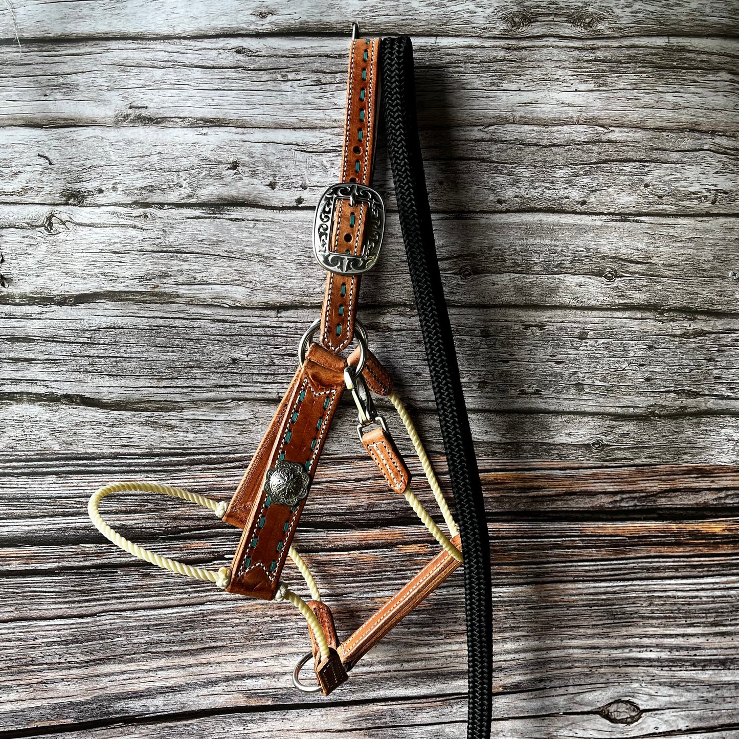Deluxe Leather Rope Nose Halter with Tassels - Korvel