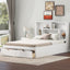 Full Size Platform Bed with Storage Headboard and 2 Drawers, White - Korvel
