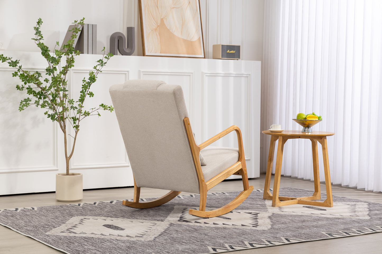 Chaise Berçante Rembourrée Classique avec Coussin Lombaire